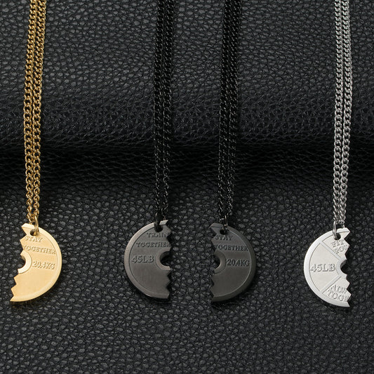 Barbell Disk Sports Equipment Couple Titanium Pendants