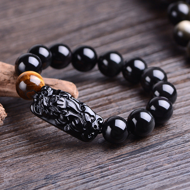 Natural Obsidian Pi Tiger's Eye Tiger Stone Cat Bracelets