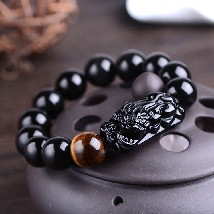 Natural Obsidian Pi Tiger's Eye Tiger Stone Cat Bracelets