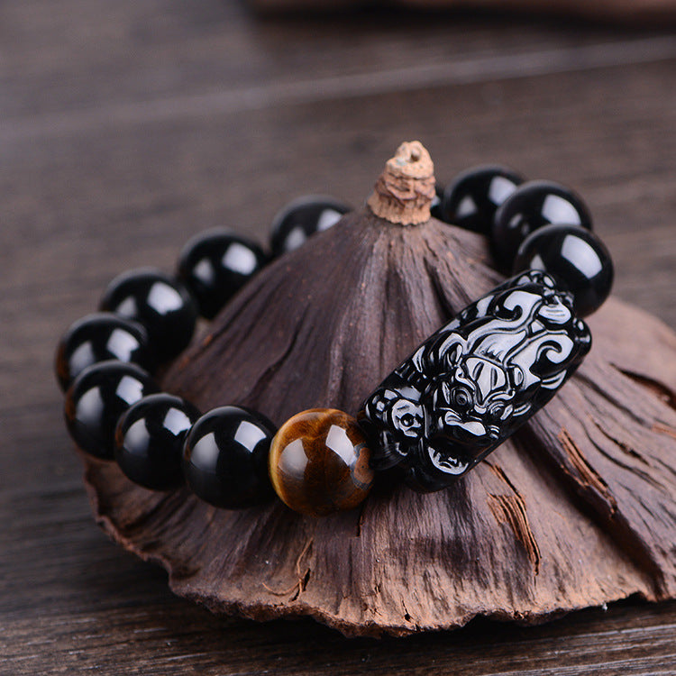 Natural Obsidian Pi Tiger's Eye Tiger Stone Cat Bracelets