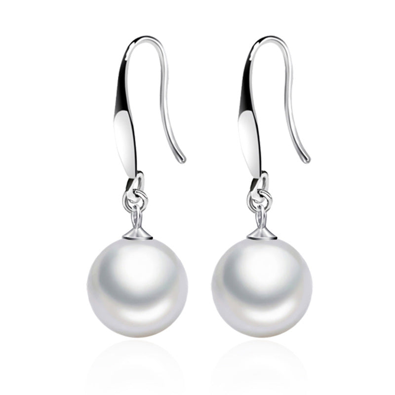 Sterling Sier Natural Shell Pearl Korean Stud Earrings