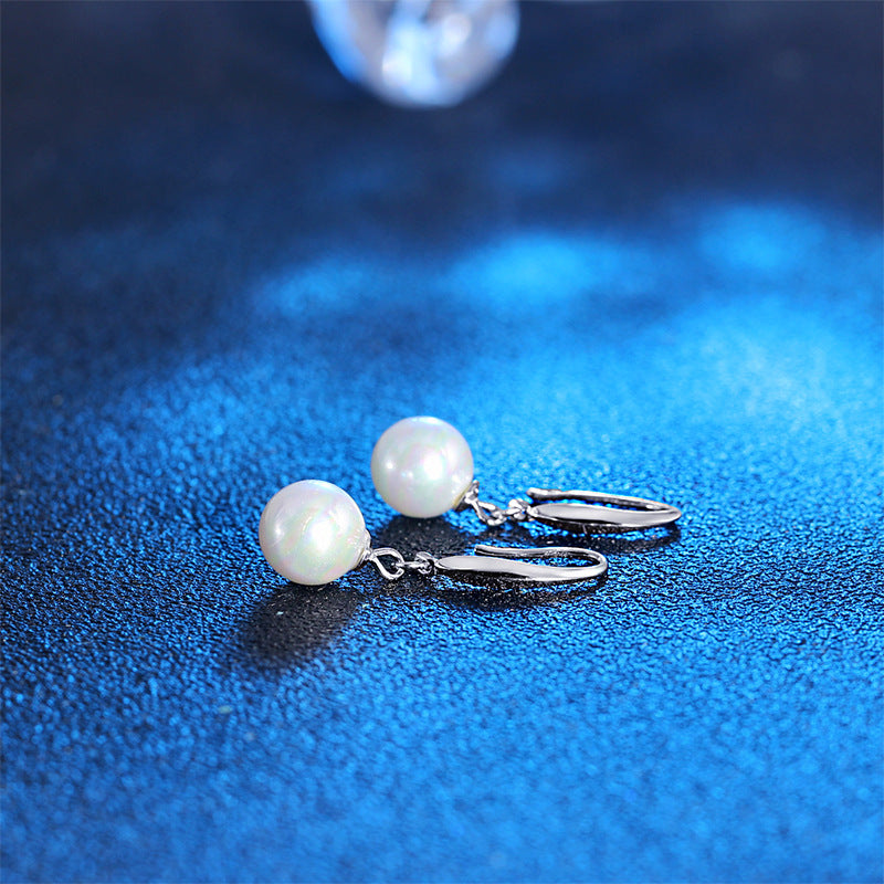 Sterling Sier Natural Shell Pearl Korean Stud Earrings