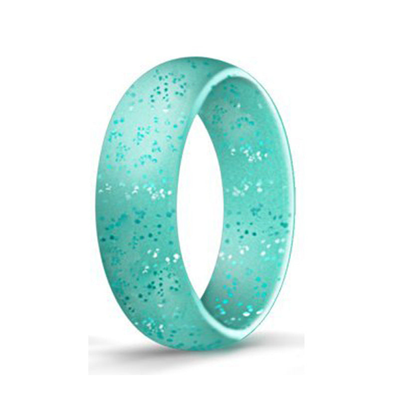 Women's Gel Wide Glitter Silicone Pearl Powder Rings