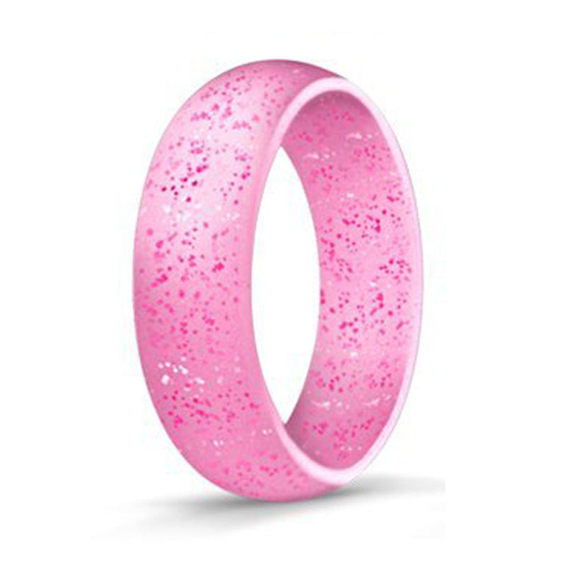 Women's Gel Wide Glitter Silicone Pearl Powder Rings