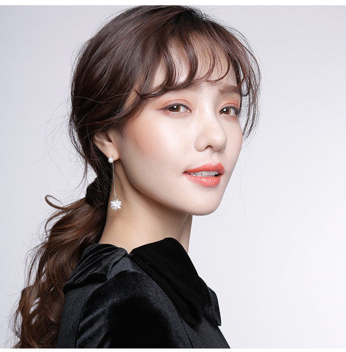 Sier Elegant Personality Snake Diamond Ear Clip Female Frosty Style Stud Earrings