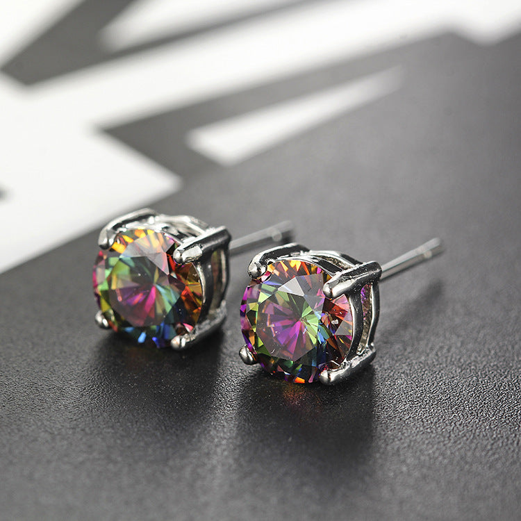 Slouchy Small Zircon Colorful Korean Fashion Stud Earrings