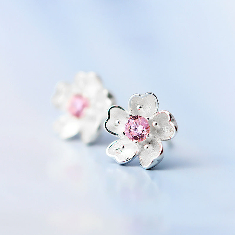 Women's Petals Artistic Cherry Blossom Ear Fresh Stud Earrings