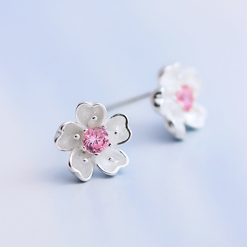 Women's Petals Artistic Cherry Blossom Ear Fresh Stud Earrings