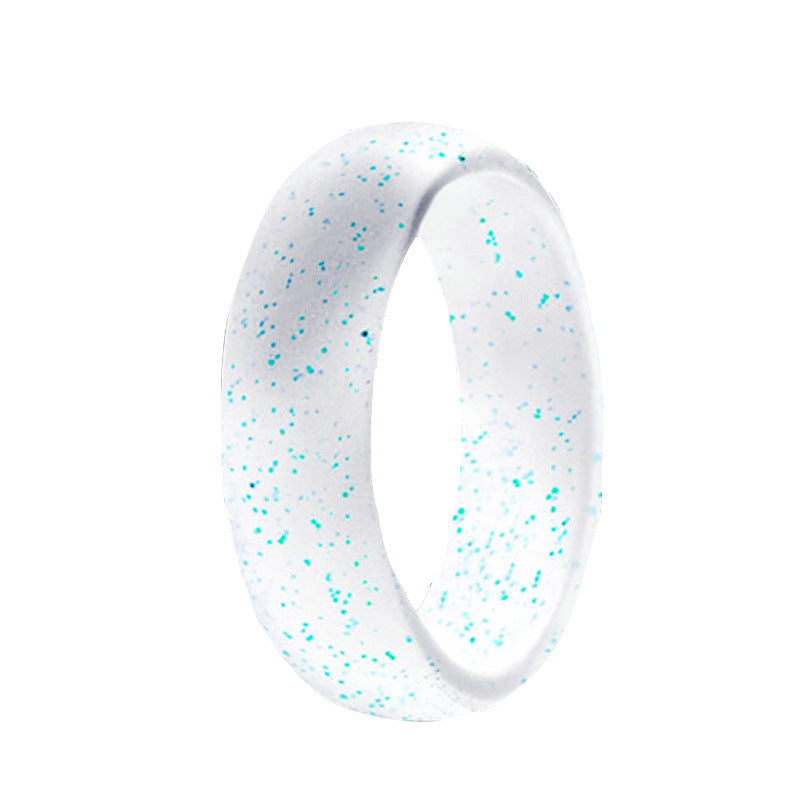 Women's Gel Wide Glitter Silicone Pearl Powder Rings