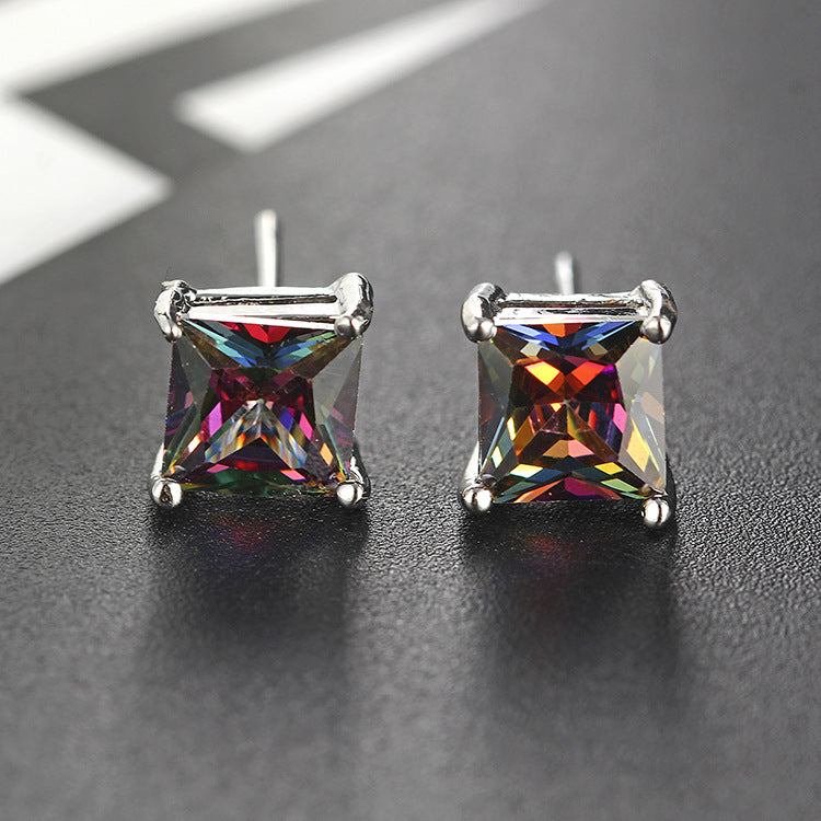 Slouchy Small Zircon Colorful Korean Fashion Stud Earrings