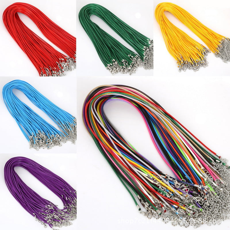 Wax Line Rope Gold Leather Lanyard Necklace