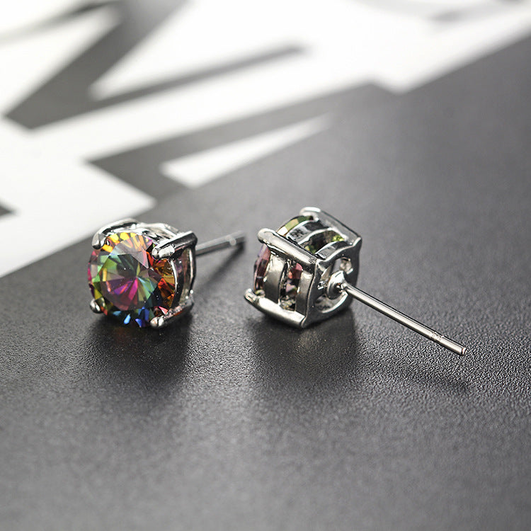 Slouchy Small Zircon Colorful Korean Fashion Stud Earrings