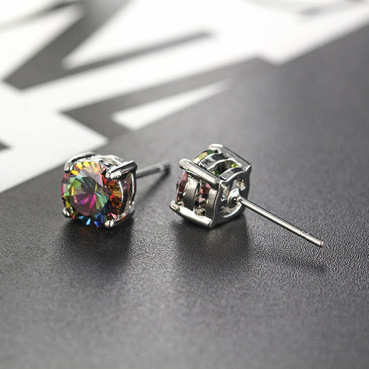 Slouchy Small Zircon Colorful Korean Fashion Stud Earrings