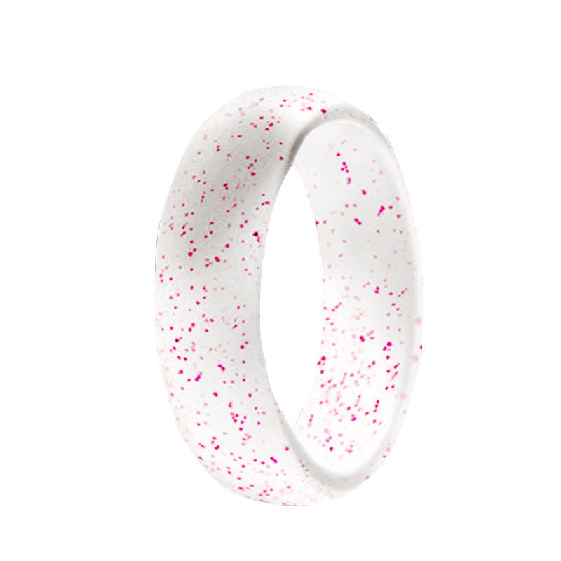 Women's Gel Wide Glitter Silicone Pearl Powder Rings