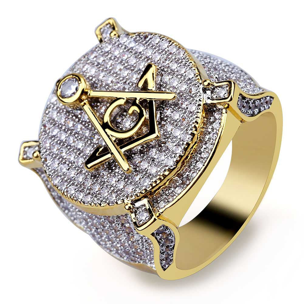 Men's Real Gold Plated Full Zircon Personalized Rings