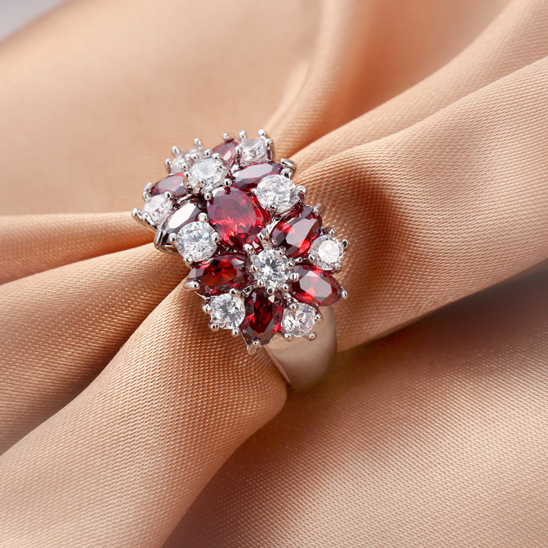 Red Diamond Fashion Ruby Zircon Personality Rings