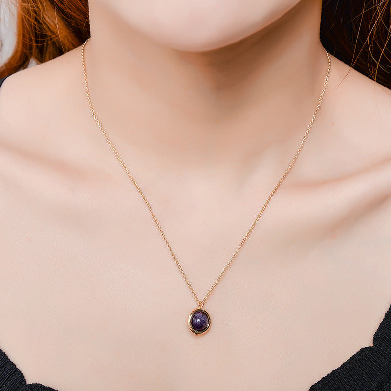 Women's Style Popular Pink Crystal Strawberry Fresh Clavicle Chain Simple Attracting Necklaces