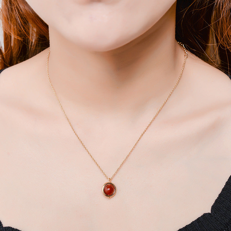 Women's Style Popular Pink Crystal Strawberry Fresh Clavicle Chain Simple Attracting Necklaces