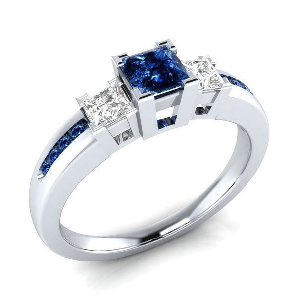 Graceful Blue Topaz Creative Engagement Sier Rings
