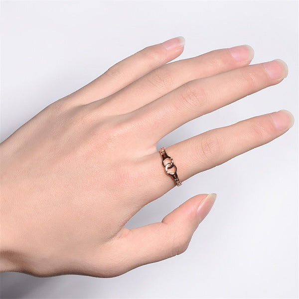 Creative Handcuffs Rose Gold Plated Female Rings