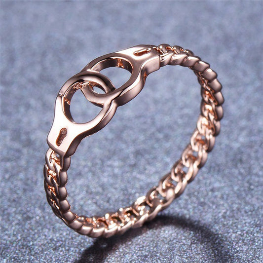 Creative Handcuffs Rose Gold Plated Female Rings