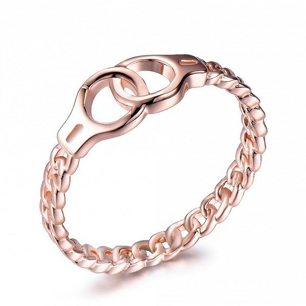 Creative Handcuffs Rose Gold Plated Female Rings