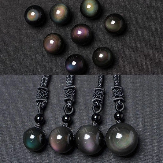 Women's & Men's Rainbow Eye Natural Obsidian Fate Lucky Pendants