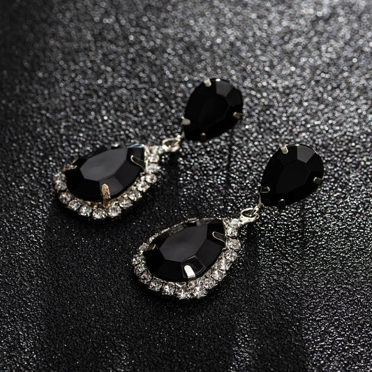 Women's Korean Fashion Shiny Water Drop Crystal Earrings