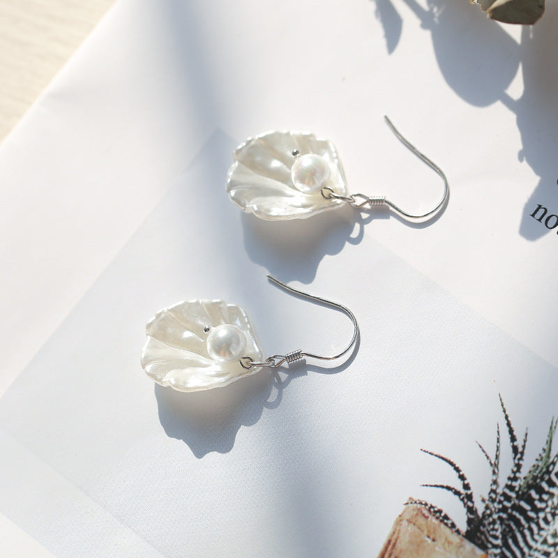 Shell Pearl Simple Temperament Complex Ear Ancient Super Fairy Petal Rings