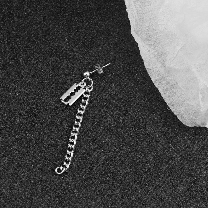 Group Personalized Blade Tassel Chain Long Stainless Steel Ear Earrings