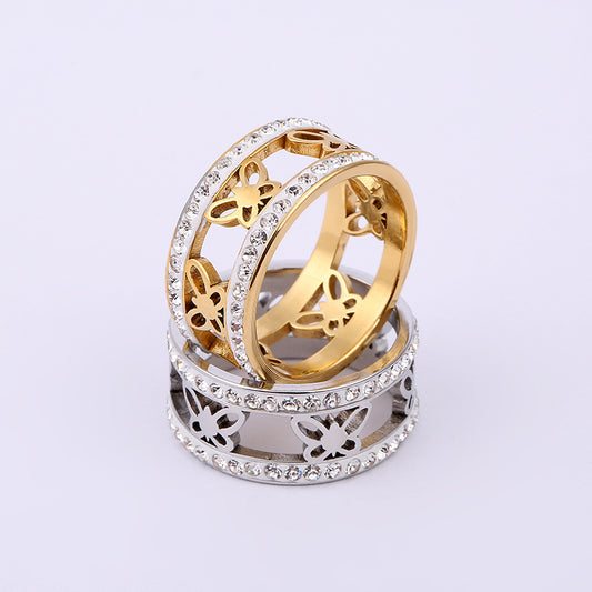 Source Butterfly Stainless Steel Ornament Double Rings