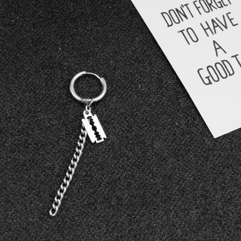 Group Personalized Blade Tassel Chain Long Stainless Steel Ear Earrings