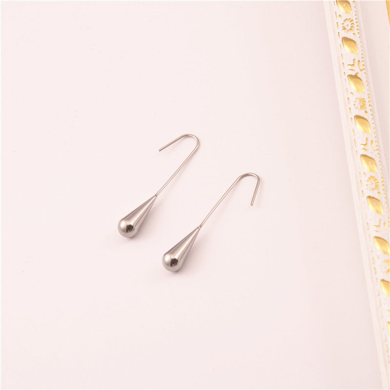 Style Titanium Steel Water Drop Hanging Earrings