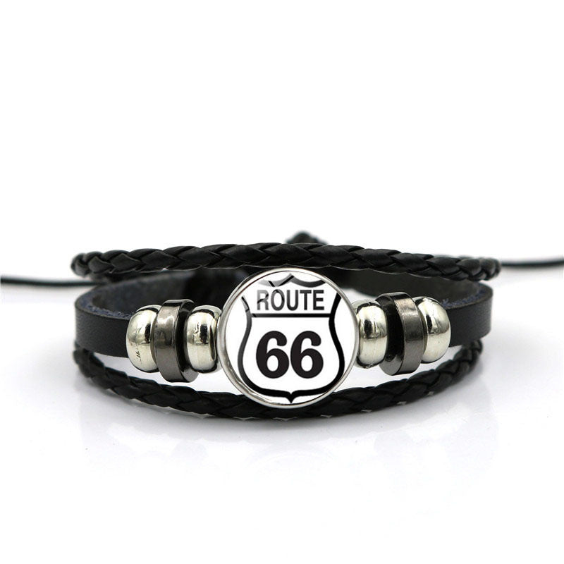 Men's Leather National Flag Time Stone Western Bracelet