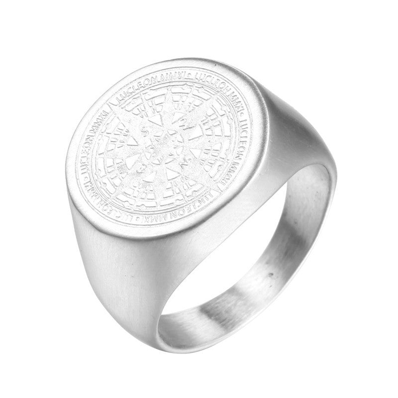 Elegant Versatile Men's Stainless Steel Compass Ring