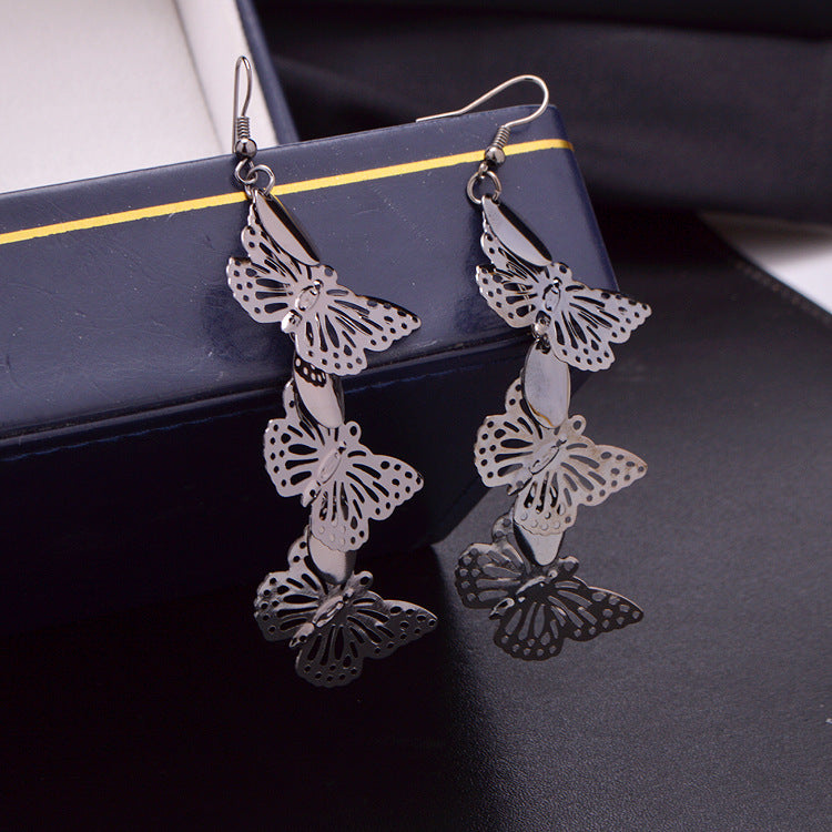 Women's Pretty Butterfly Tassel Source Ornament Earrings