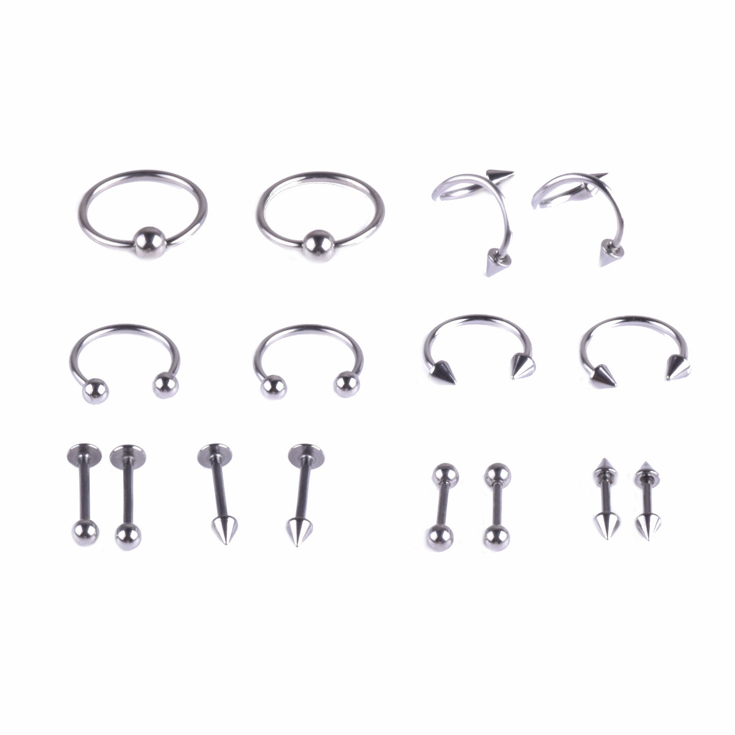Tongue Pin Mixed Suit Stainless Steel Labret Eyebrow Nose Belly Stud Earrings