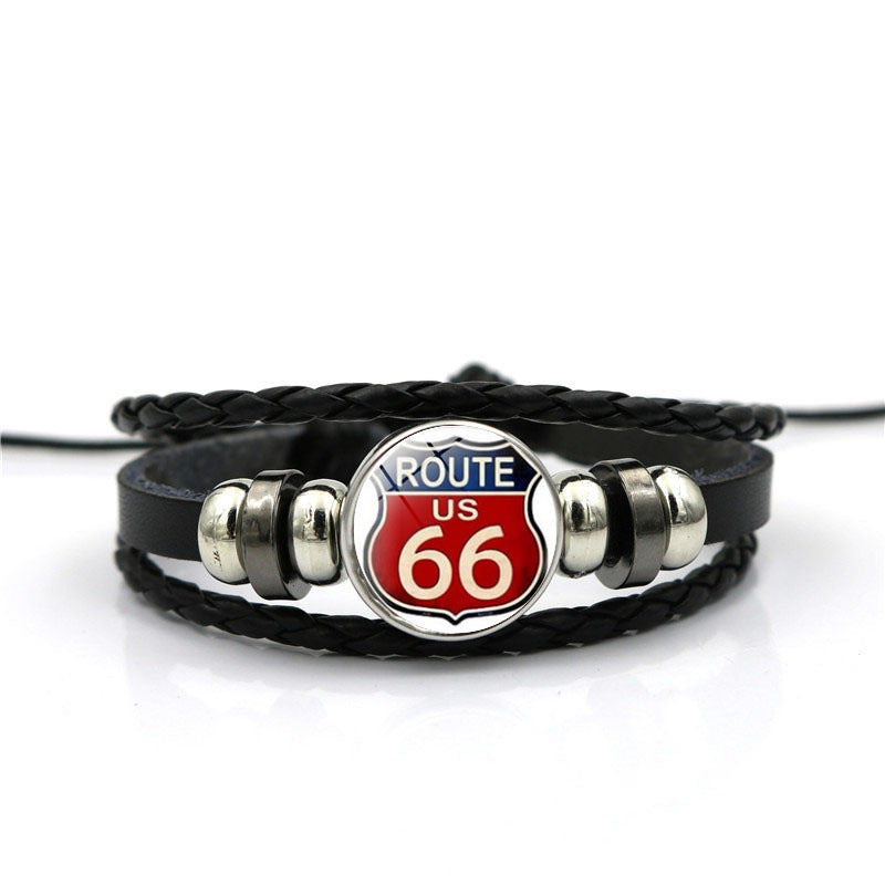 Men's Leather National Flag Time Stone Western Bracelet