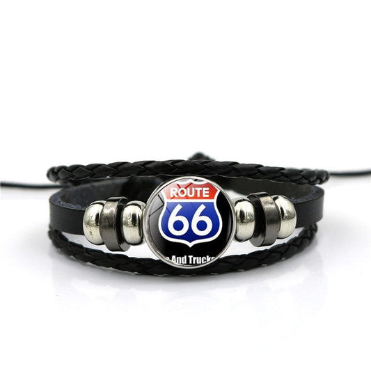Men's Leather National Flag Time Stone Western Bracelet