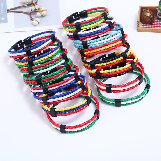 Simple National Flag Commemorative Edition Fans Wrist Woven Bracelets