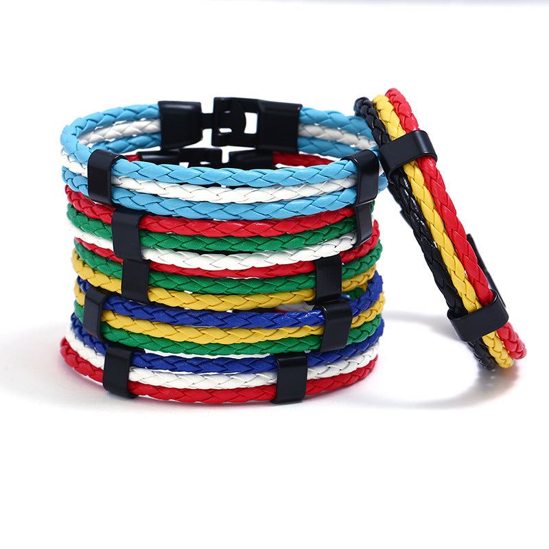 Simple National Flag Commemorative Edition Fans Wrist Woven Bracelets