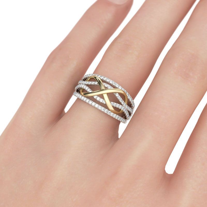 Women's Accessories Fashion Gold-plated Two-tone Wedding Rings