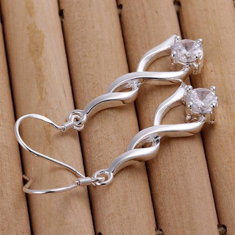 Fashion Creative Drop Tassel Twisted Zircon Stud Earrings