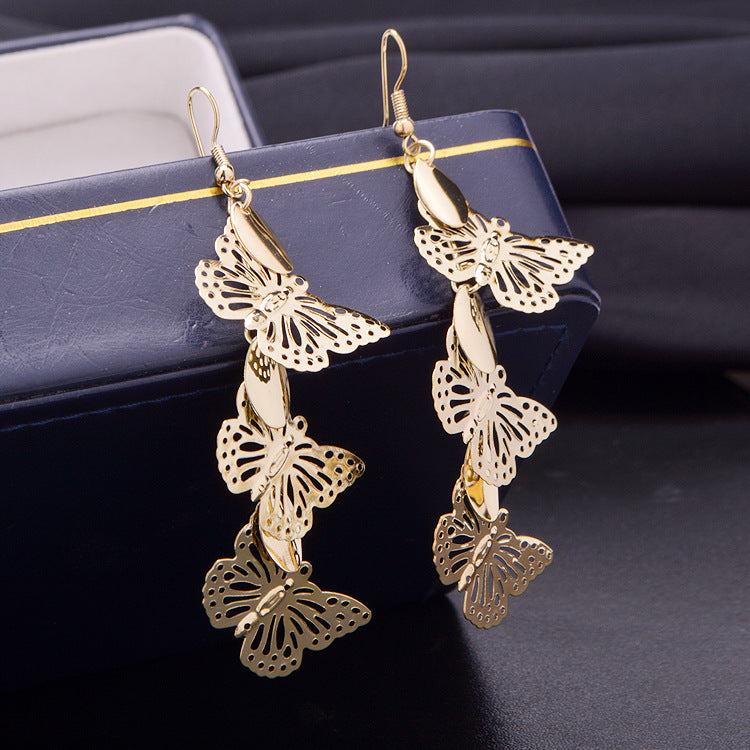 Women's Pretty Butterfly Tassel Source Ornament Earrings