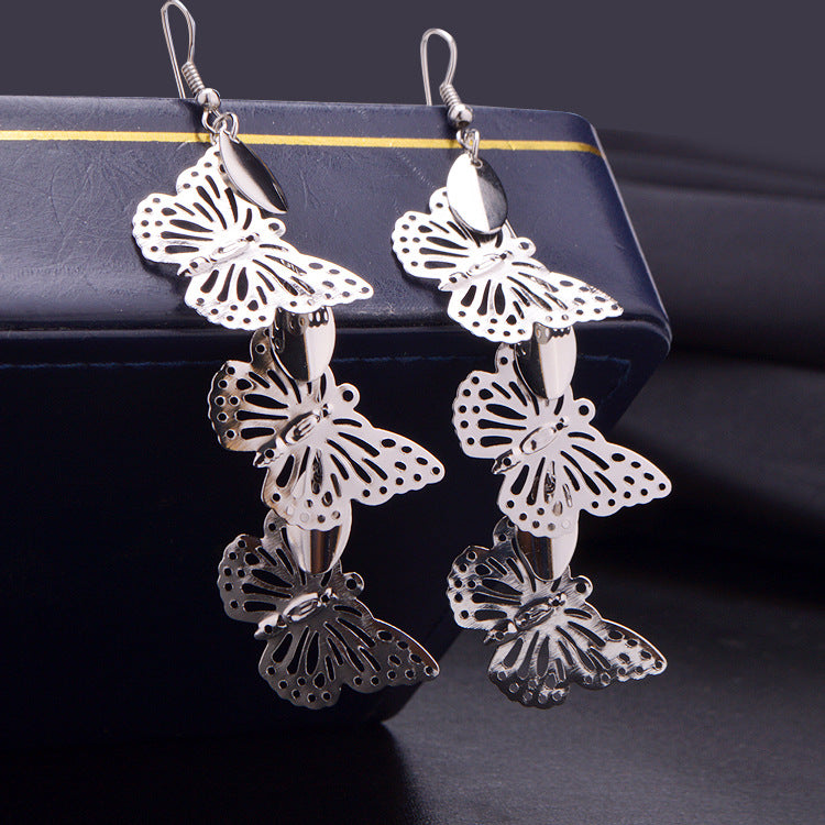 Women's Pretty Butterfly Tassel Source Ornament Earrings