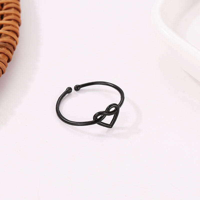 Women's Knotted Simple Graceful Hollow Loving Heart With Opening Rings