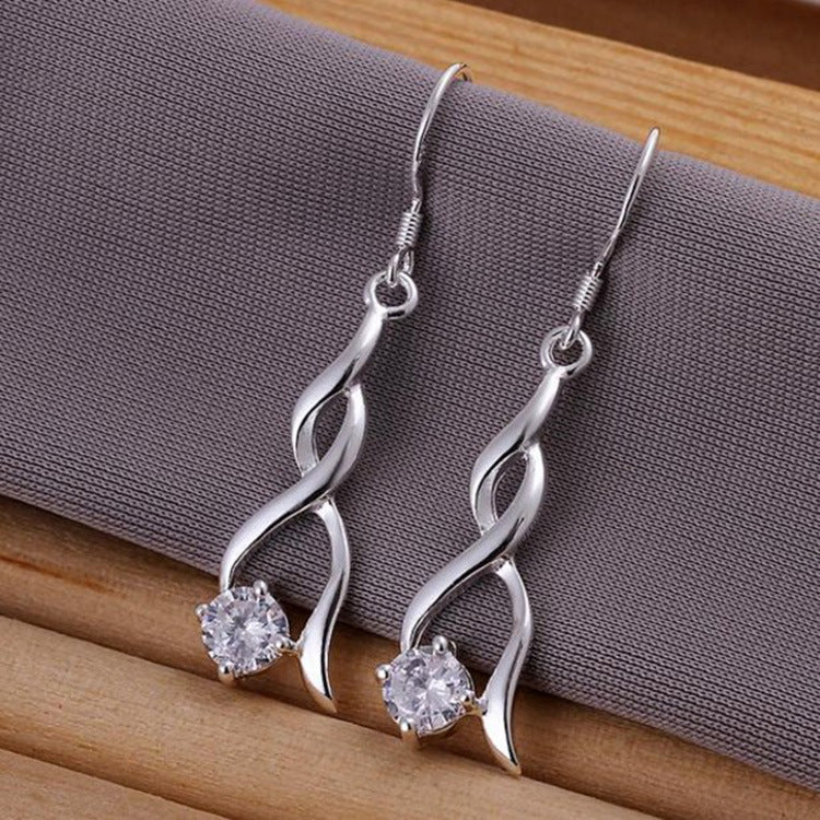 Fashion Creative Drop Tassel Twisted Zircon Stud Earrings