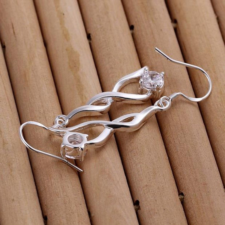 Fashion Creative Drop Tassel Twisted Zircon Stud Earrings