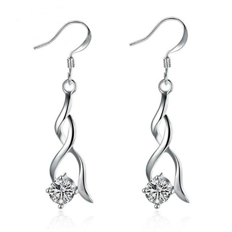 Fashion Creative Drop Tassel Twisted Zircon Stud Earrings