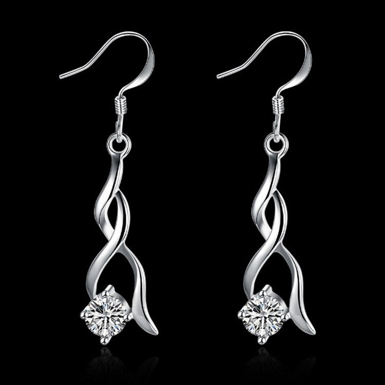 Fashion Creative Drop Tassel Twisted Zircon Stud Earrings